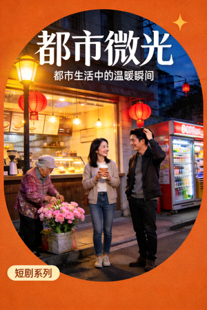 短剧系列《都市微光》海报，展现都市生活中温暖瞬间
